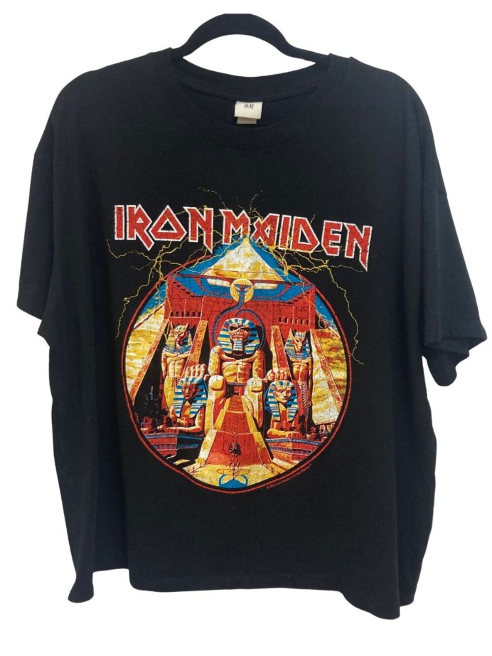 H & M Iron Maiden Logo Black Short Sleeved Tee Size XL